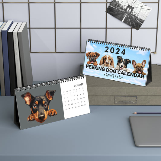 Peeking Dog Desktop Calendar (2024)