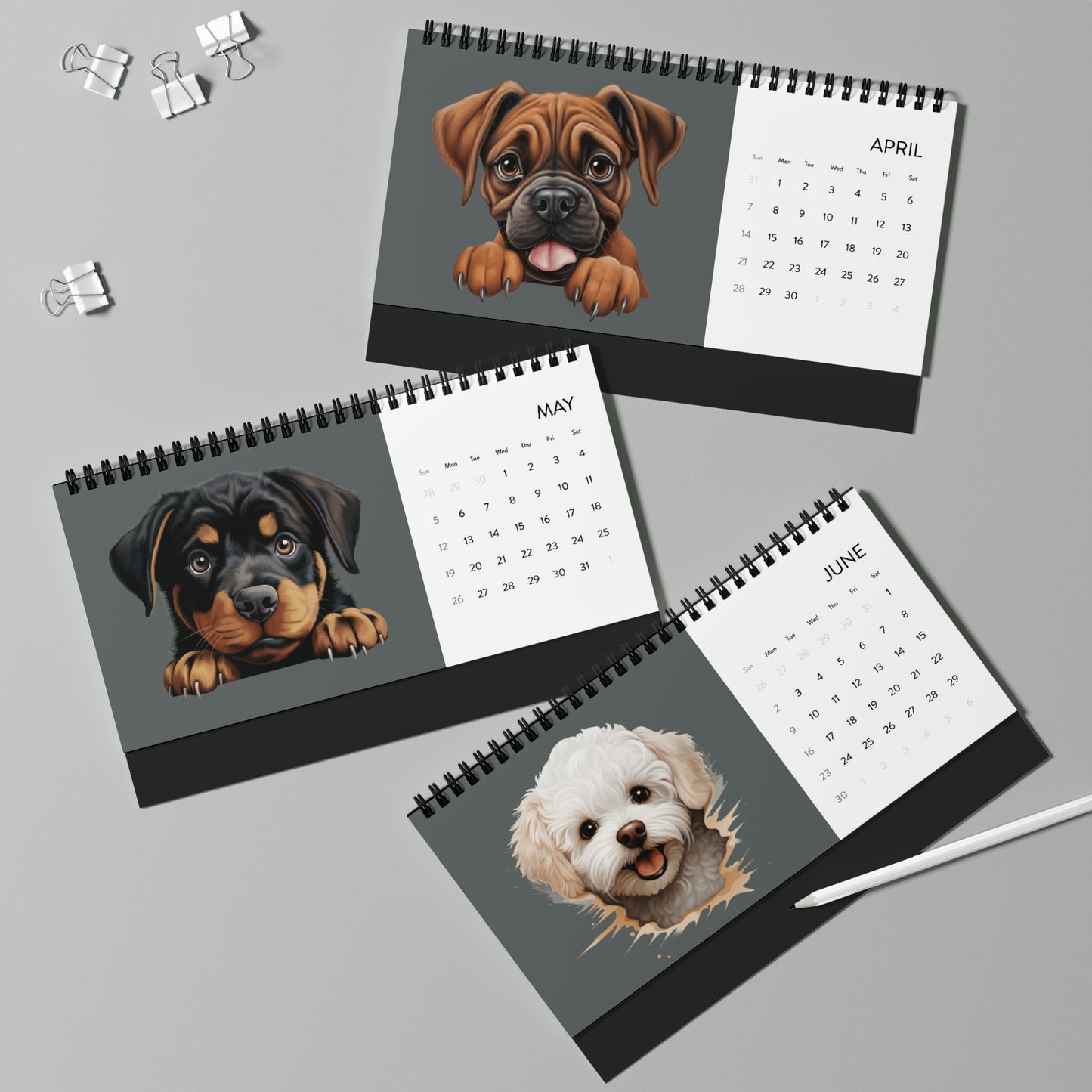 Peeking Dog Desktop Calendar (2024)