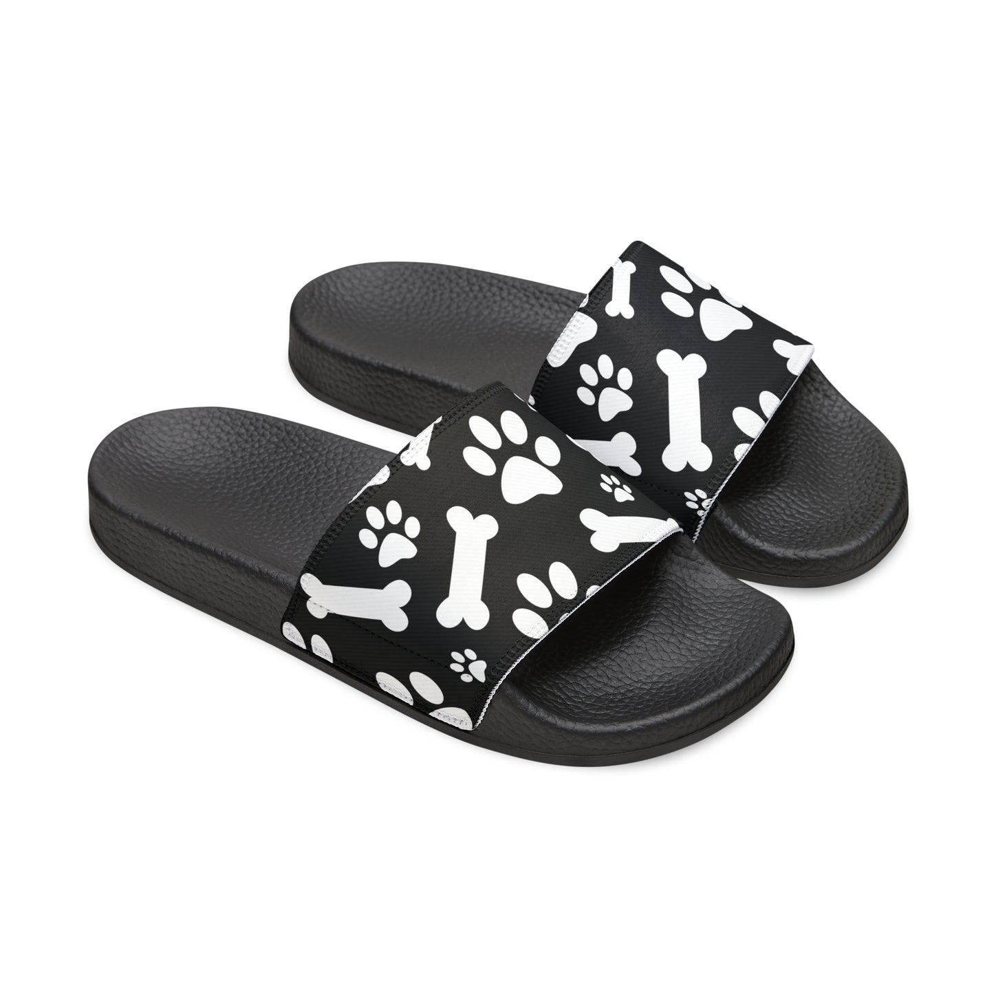 Paws And Bone - Black Custom Design Women's Slide Sandals