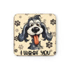 Smiling Dog - "I Woof You" Corkwood Coaster Set