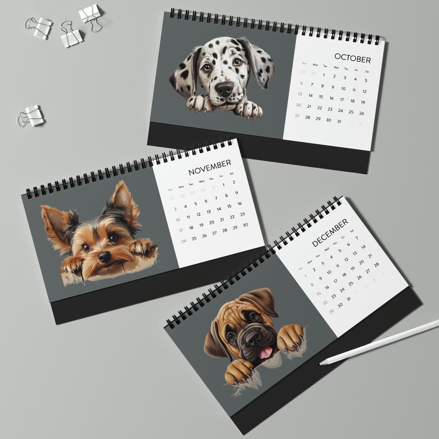 Peeking Dog Desktop Calendar (2024)