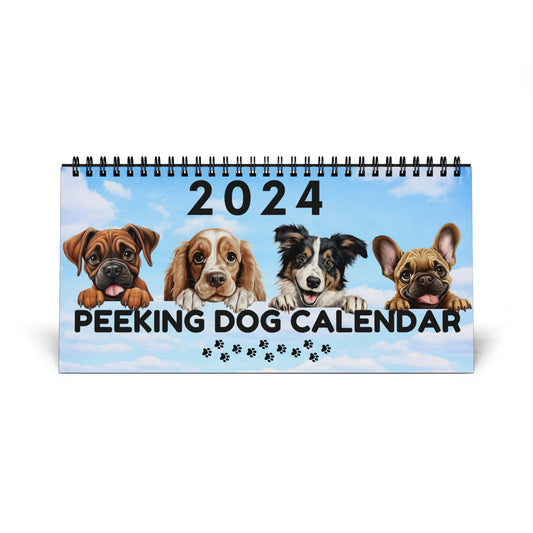 Peeking Dog Desktop Calendar (2024)