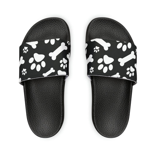 Paws And Bone - Black Custom Design Women's Slide Sandals